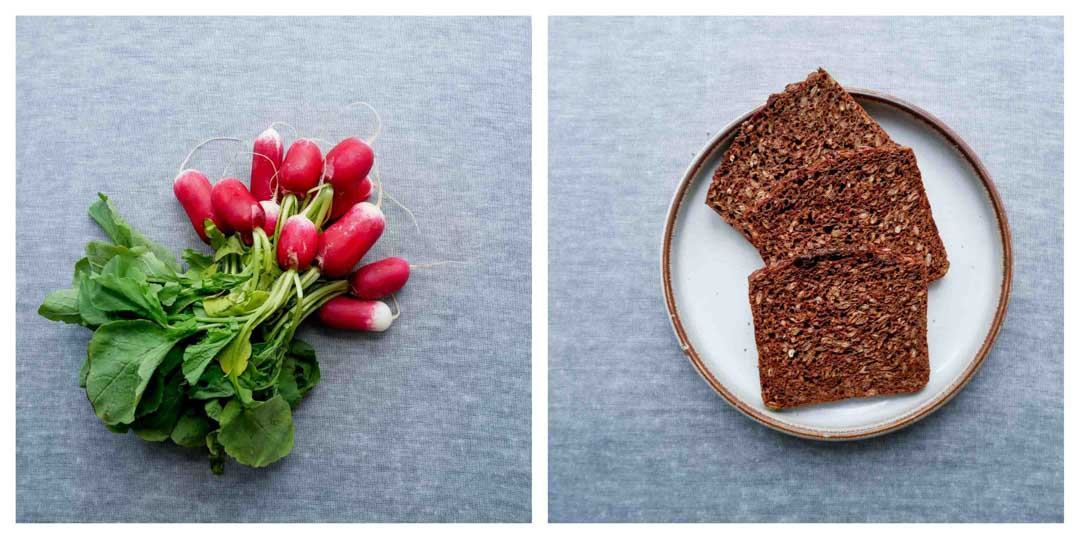 rye bread radishes