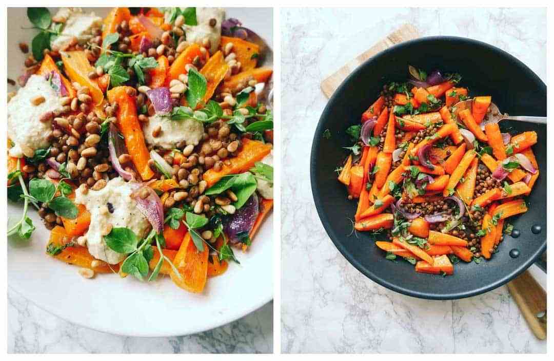 warm carrot and lentil salad